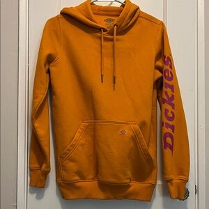 Like new! Dickies Bold Orange Hoodie with purple  sleeve Logo